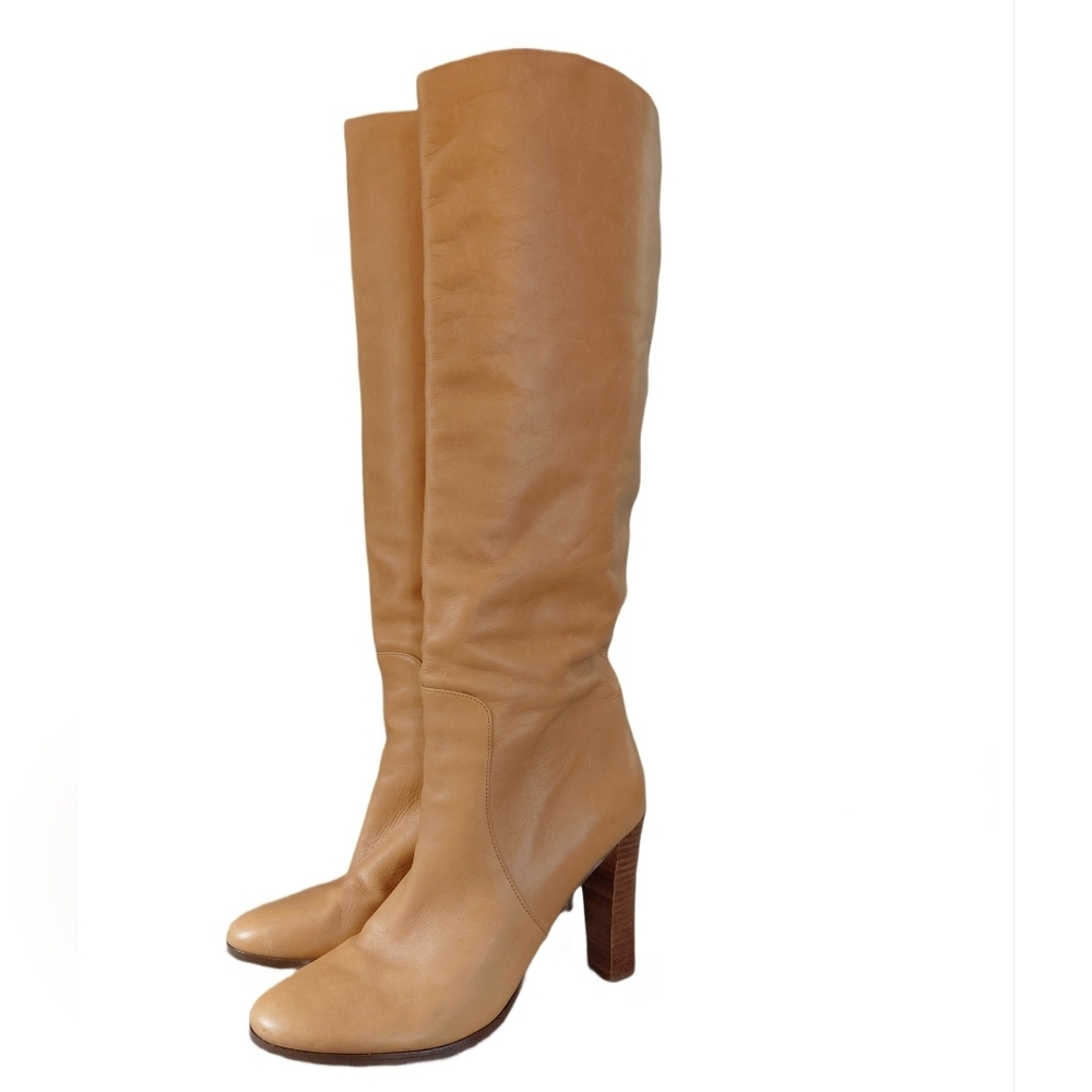 Ann Taylor Camel Knee High Boots Women's Size 7 5an Pull On Heeled Boots - Picture 15 of 15